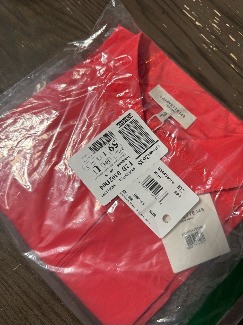 Lafayette 148 New York Coral V-Neck Blouse